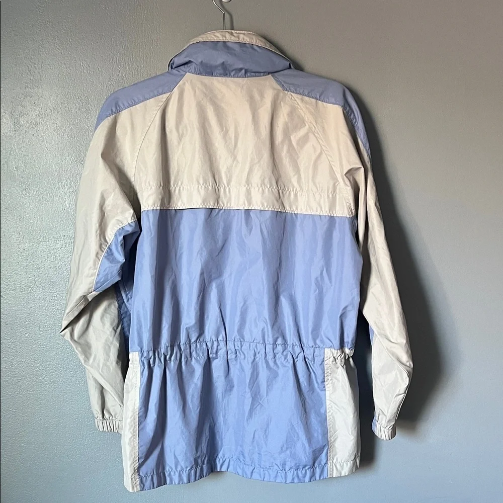 VTG Columbia Women’s Light Jacket Blue Cream Colorblock Windbreaker‎ Small